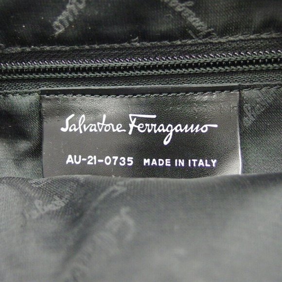 Authentic Salvatore Ferragamo shoulder bag logo canvas leather